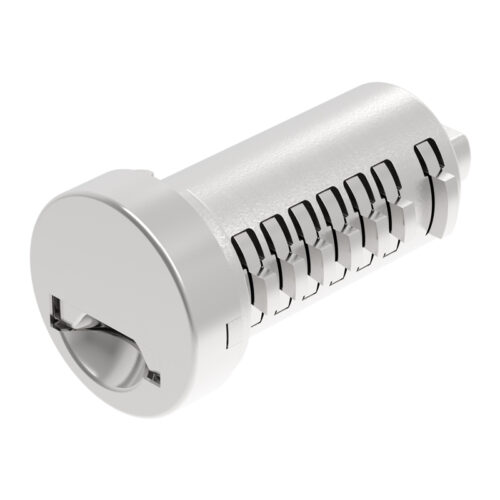 9345-cabinet-lock-cylinder-stainless-steel-front-cover-close-up 9345 Cabinet Lock Cylinder — Zinc Alloy Body, Zinc-Nickel Plated, Stainless Steel Cover, Brass Blade