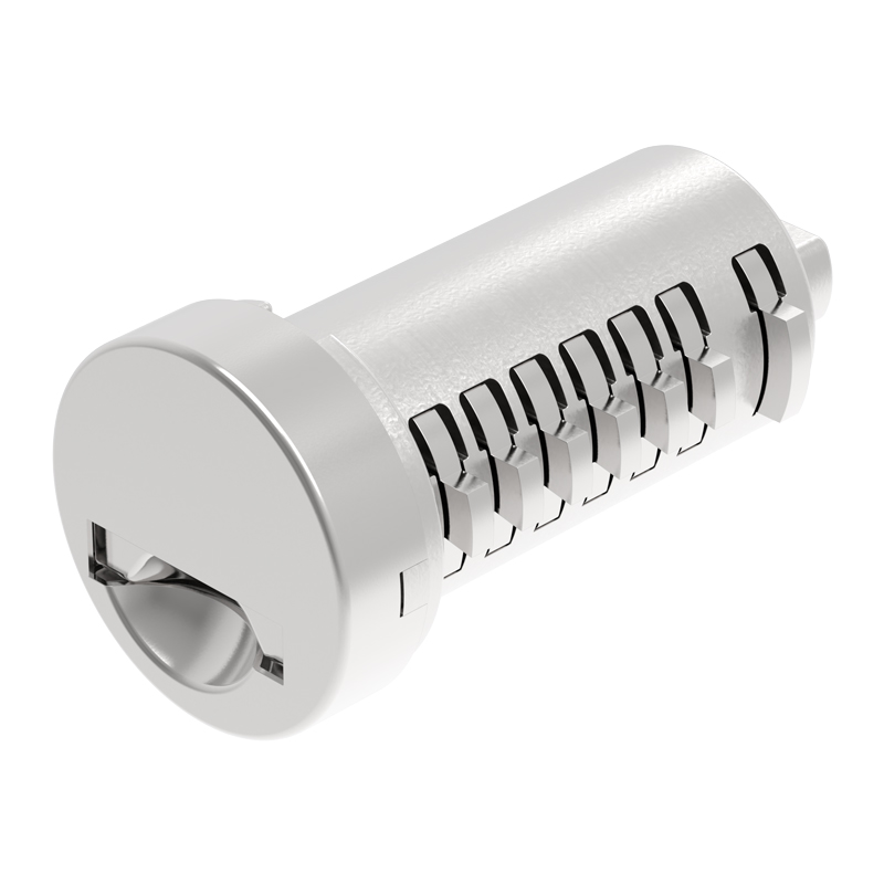 9345-cabinet-lock-cylinder-stainless-steel-front-cover-close-up 9345 Cabinet Lock Cylinder — Zinc Alloy Body, Zinc-Nickel Plated, Stainless Steel Cover, Brass Blade