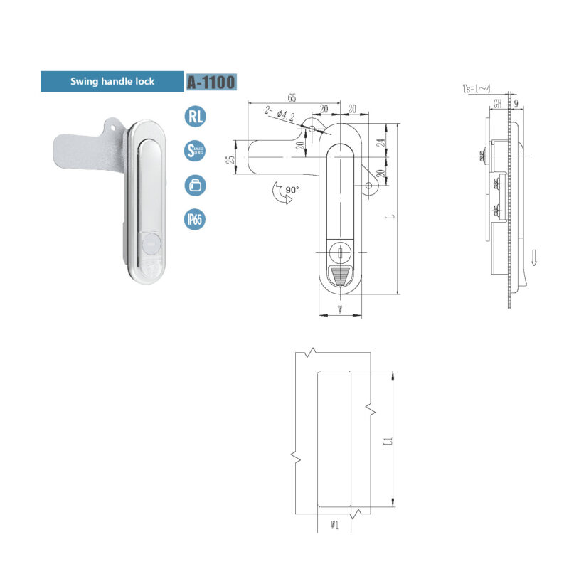 A-1100 Swing Handle Lock with K200 Key Locking