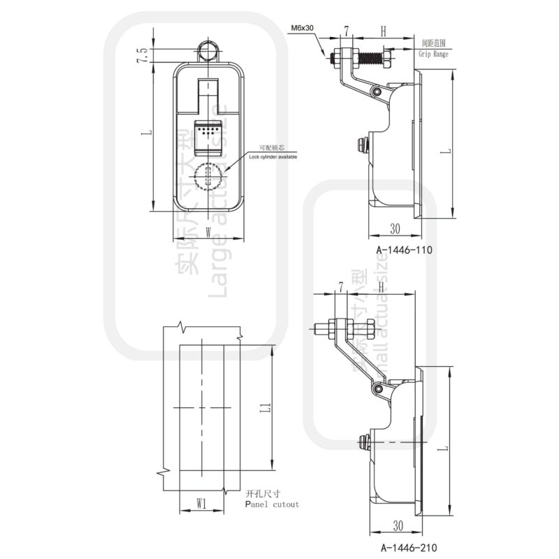 A-1446-110-40 Compression Door Lock with Sealed Lever and Key Lock