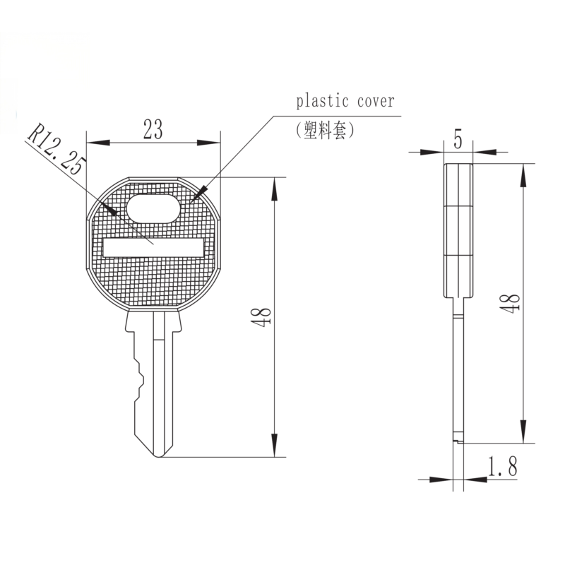 K333 Key with Plastic Handle — Technical Specification