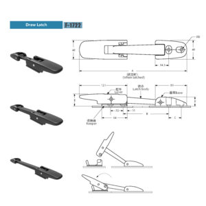 F-1722 Flexible Draw Latch — Lever Assisted, Long Body, Glass-Filled Nylon
