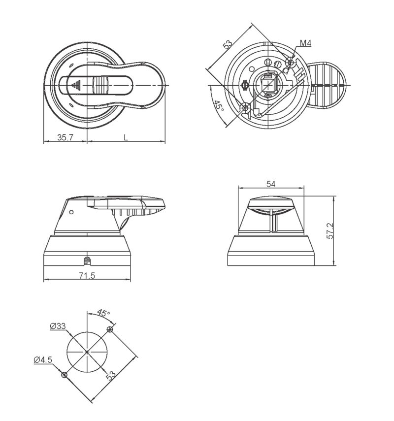 E-3312-45 GCS Drawer Cabinet Air Switch Operating Handle