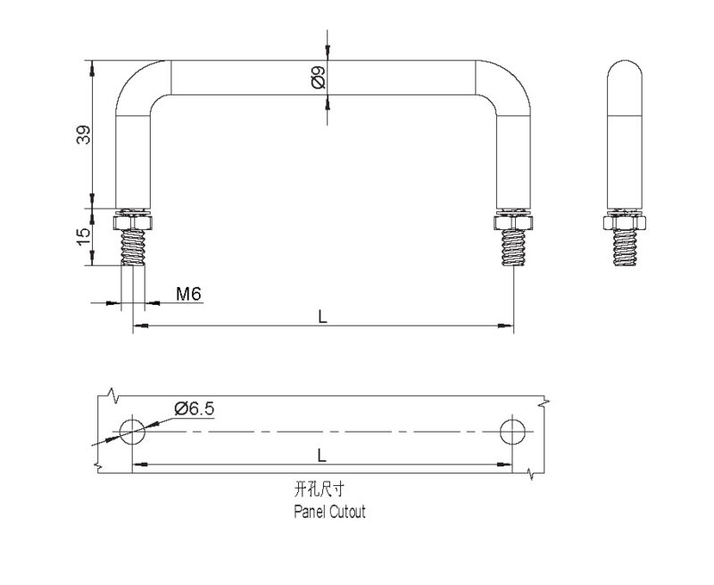 cadE-3219-100-A1 U-Shaped Stainless Steel Handle E-3219-100-A1 U-Shaped Stainless Steel Handle